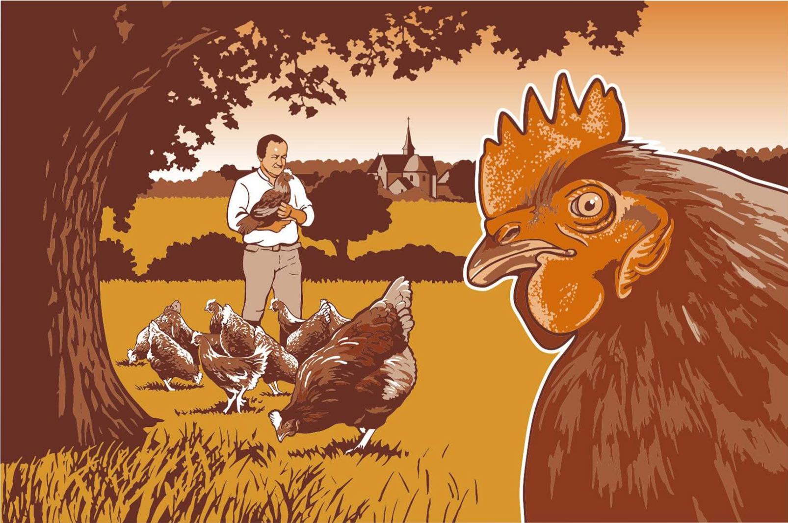 Photo du panneau : Loué, volailles et œufs fermiers